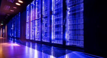 data center in server room with server racks