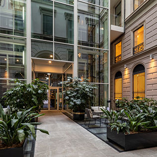 Building entrance brightened