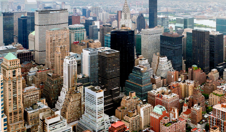 Manhattan landscape over Empire State building.