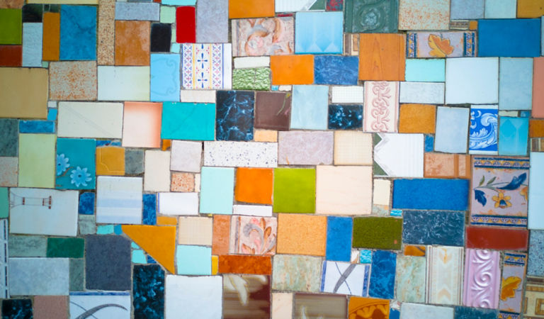 pieces of tiles on the wall