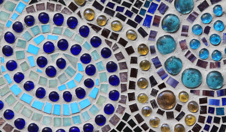 Detail of a colorful glass mosaic.