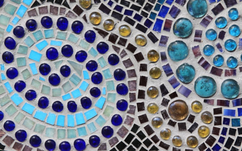 Detail of a colorful glass mosaic.