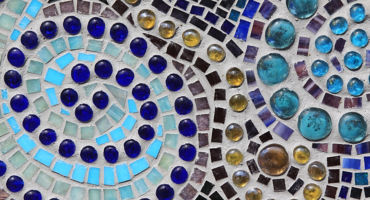 Detail of a colorful glass mosaic.
