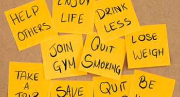 Ne year resolution yellow stickers banner