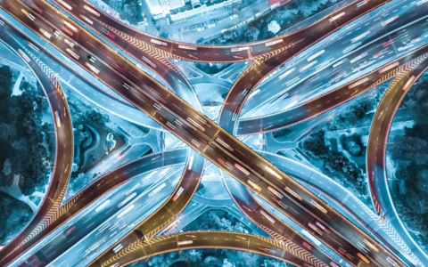 Night View Highway Traffic Lights