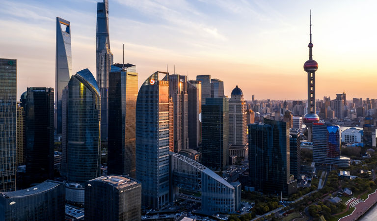 panoramic skyline of shanghai