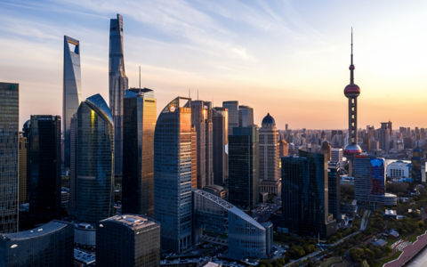panoramic skyline of shanghai