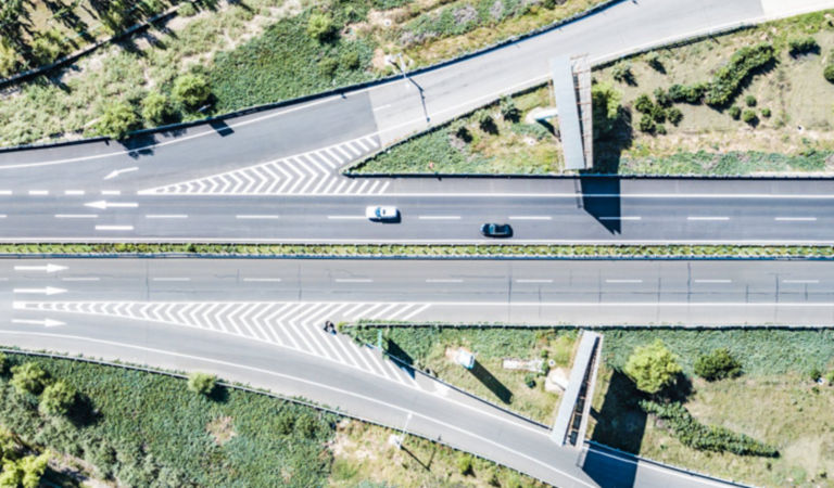 top view of highway road