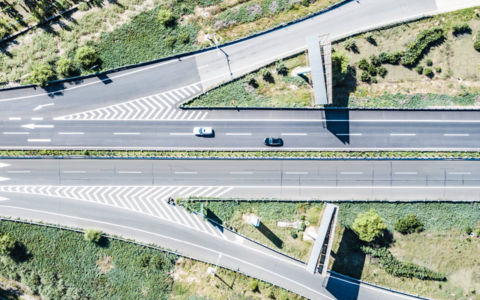 top view of highway road