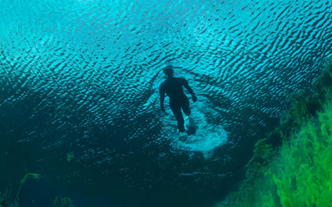 underwaters and a man