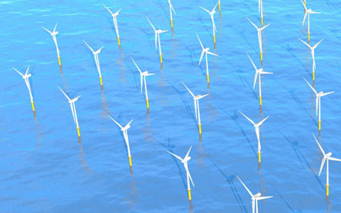 wind farm in the sea
